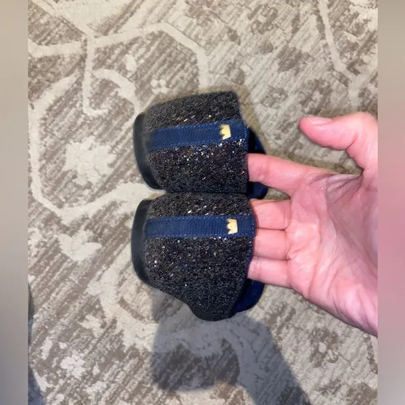 Birdies Blue Sparkle Flats Womens 9 The Starling Shoe in Navy