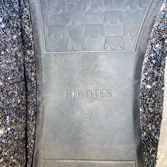Birdies Blue Sparkle Flats Womens 9 The Starling Shoe in Navy