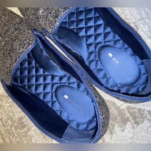 Birdies Blue Sparkle Flats Womens 9 The Starling Shoe in Navy