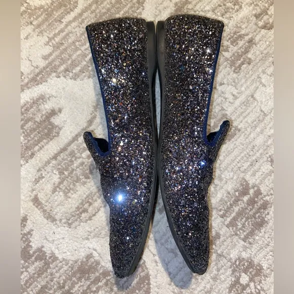 Birdies Blue Sparkle Flats Womens 9 The Starling Shoe in Navy