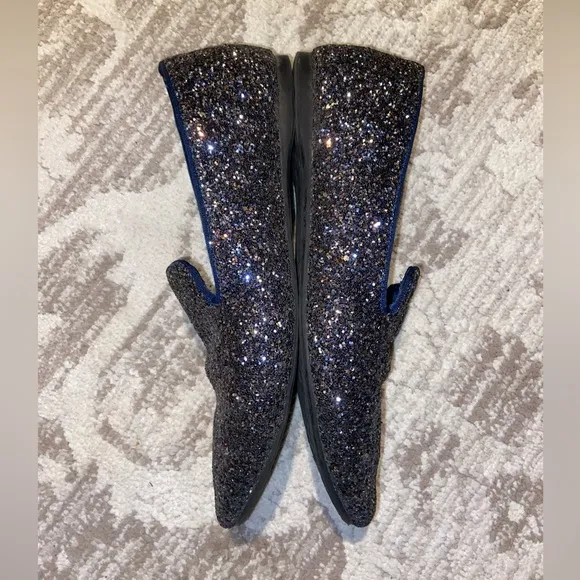 Birdies Blue Sparkle Flats Womens 9 The Starling Shoe in Navy