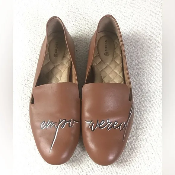 Birdies Empowered Hand Painted Leather Flats Limited Edition Tan Women’s 8.5
