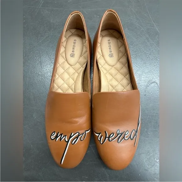 Birdies Empowered Hand Painted Leather Flats Limited Edition Tan Women’s 8.5