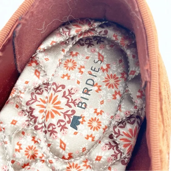 BIRDIES Heron Crushed Velvet Burnt Orange Almond Toe Slip On Loafers, Size 8