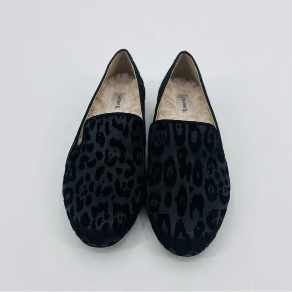 Birdies Shoes Flats Loafers Black Velvet Leopard Size 5