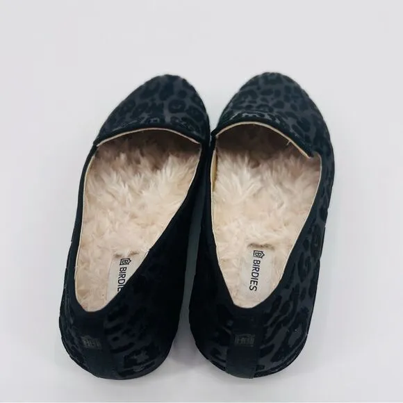 Birdies Shoes Flats Loafers Black Velvet Leopard Size 5