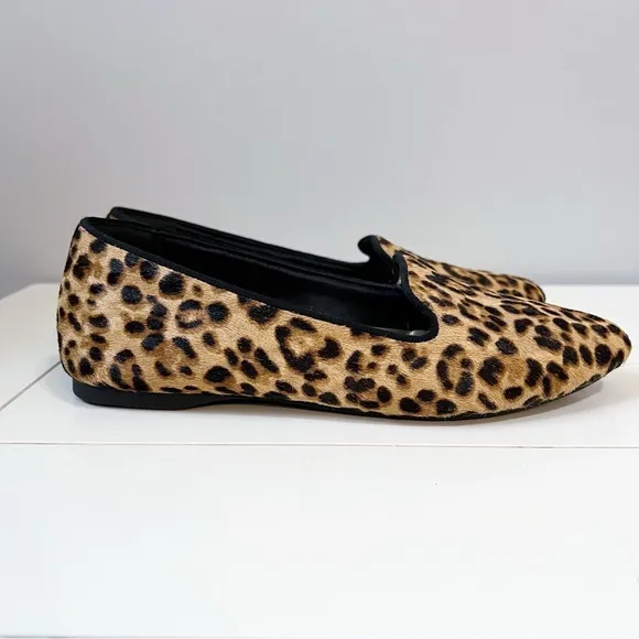 Birdies The Blackbird Calf Hair Cheetah Print Loafers Black Brown Size 7