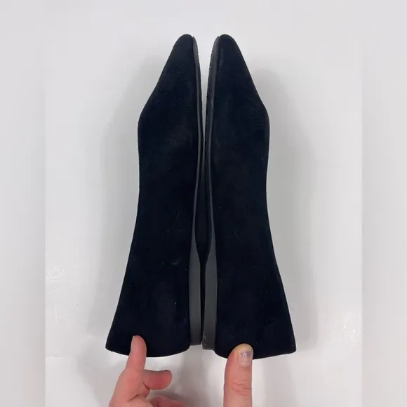 BIRDIES The Goldfinch Black Pointed Flats Shoe Suede Womens 6 Slip On Non Slip
