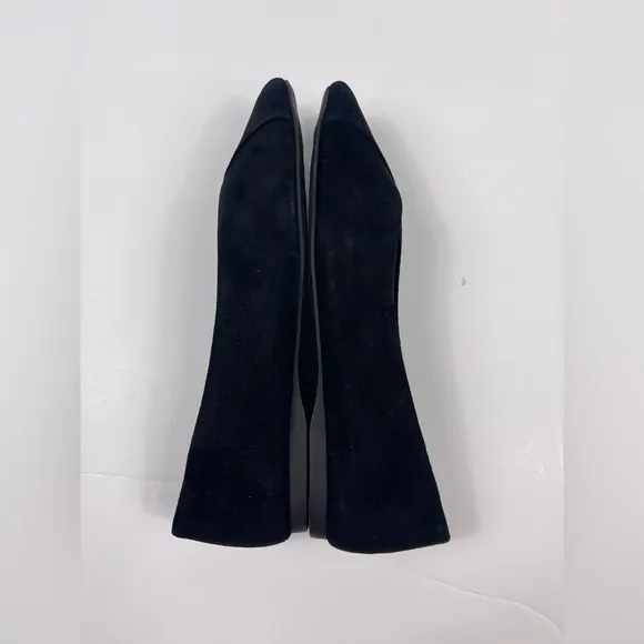 BIRDIES The Goldfinch Black Pointed Flats Shoe Suede Womens 6 Slip On Non Slip