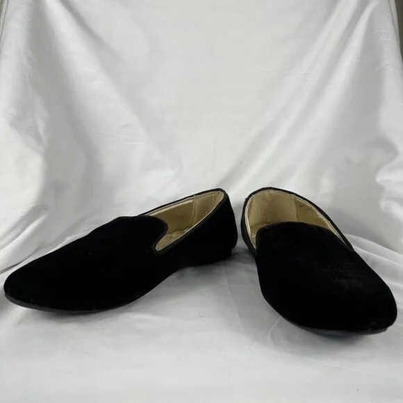 Birdies The Starling Black Velvet Flats Smoking Slippers Women's 7 No-Slip Shoe