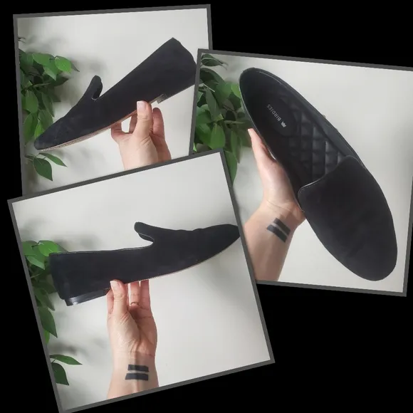 Birdies The Starling Black Velvet Leather Loafers Womens Size 11