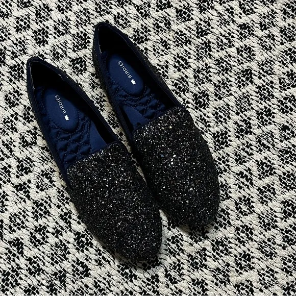 BIRDIES The Starling Slipper Flats in Galaxy Glitter Size 7.5