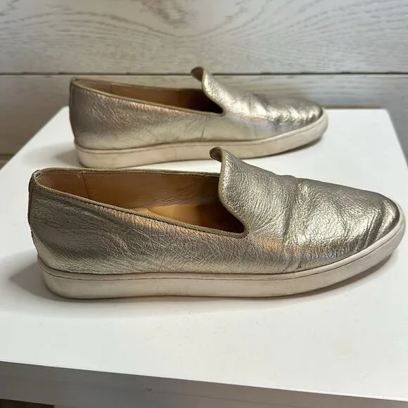 Birdies The Swift Leather Slip On Sneakers Size 8 Gold Metallic Flats Comfort