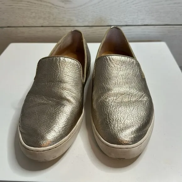 Birdies The Swift Leather Slip On Sneakers Size 8 Gold Metallic Flats Comfort