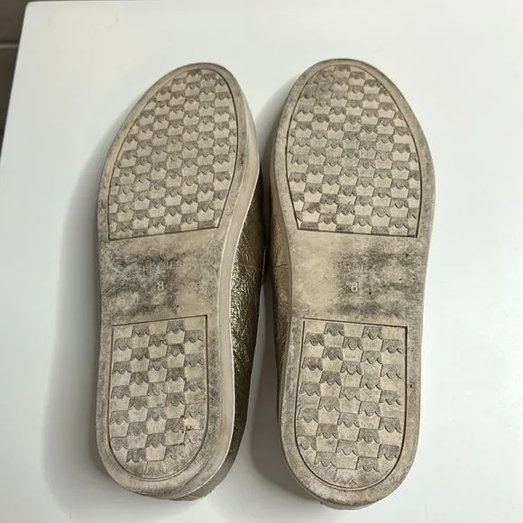 Birdies The Swift Leather Slip On Sneakers Size 8 Gold Metallic Flats Comfort