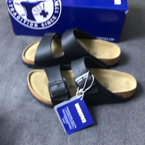 Birkenstock Arizona Black Two-Strap Sandals with Adjustable Buckles Narrow