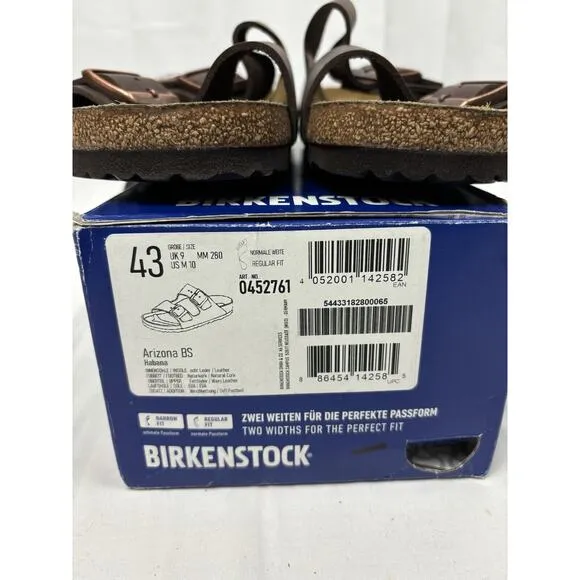 BIRKENSTOCK Arizona Habana Waxy Leather Brown Nubuck Slide Sandals US M 10 NIB