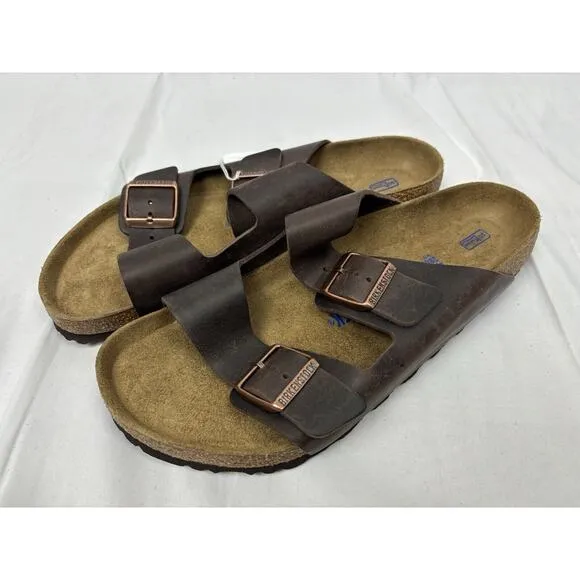 BIRKENSTOCK Arizona Habana Waxy Leather Brown Nubuck Slide Sandals US M 10 NIB