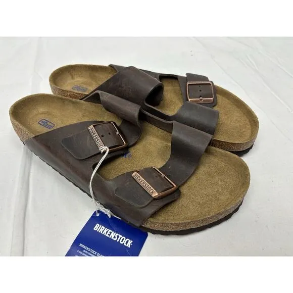 BIRKENSTOCK Arizona Habana Waxy Leather Brown Nubuck Slide Sandals US M 10 NIB