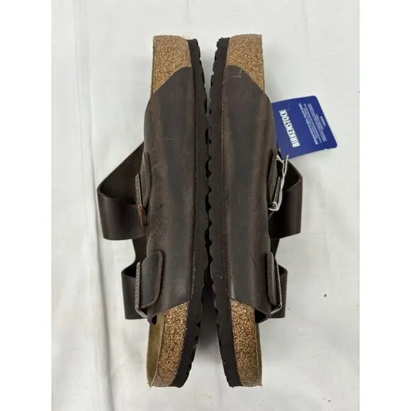 BIRKENSTOCK Arizona Habana Waxy Leather Brown Nubuck Slide Sandals US M 10 NIB