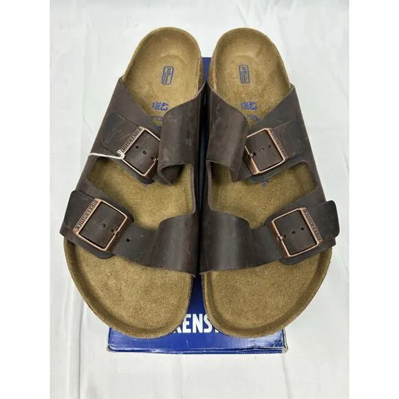 BIRKENSTOCK Arizona Habana Waxy Leather Brown Nubuck Slide Sandals US M 10 NIB