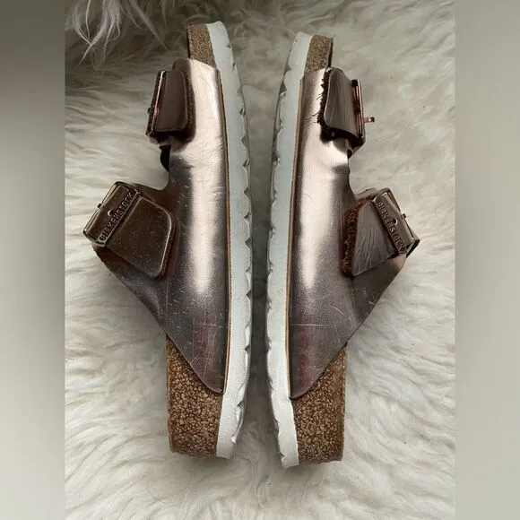 Birkenstock Arizona Metallic Copper Leather Size 39