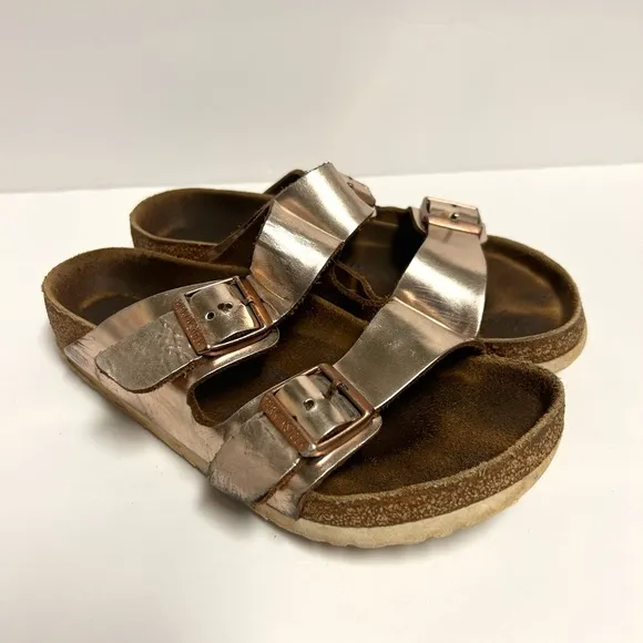 Birkenstock Arizona Sandals 37 US 6/6.5 Soft Footbed Metallic Copper Leather