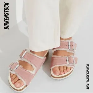BIRKENSTOCK ARIZONA SHEARLING SANDALS NWT IN PINK CLAY VARIOUS SIZES