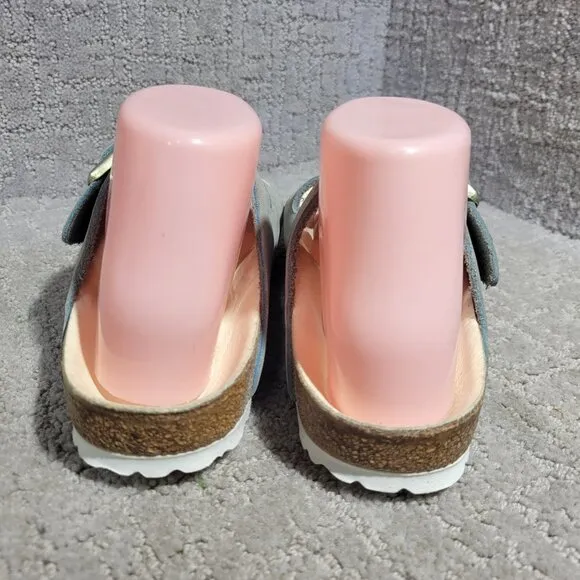 Birkenstock Arizona Size 38 L7 M5 Narrow Baby Blue Leather Double Strap Sandals