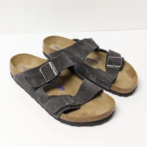 Birkenstock Arizona Slide Sandals, Grey Suede, Womens 10 (EU 41)