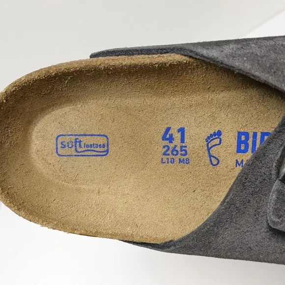 Birkenstock Arizona Slide Sandals, Grey Suede, Womens 10 (EU 41)