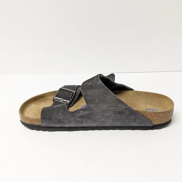 Birkenstock Arizona Slide Sandals, Grey Suede, Womens 10 (EU 41)