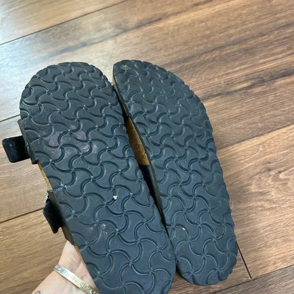 Birkenstock Birki's Birko-Flor Black Two Buckle Strap Leather Sandals Size 39
