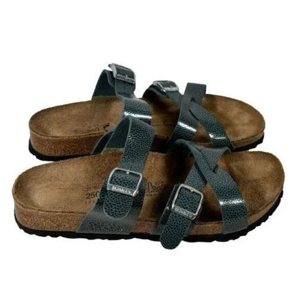 Birkenstock Birki’s Nepal Cross Strap Sandals Pebbled Green Women's US 8 EU 39