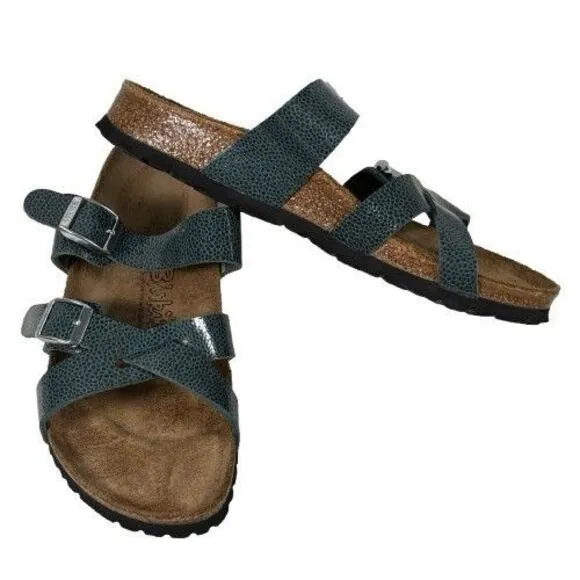 Birkenstock Birki’s Nepal Cross Strap Sandals Pebbled Green Women's US 8 EU 39