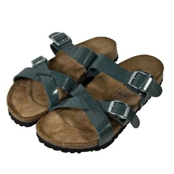 Birkenstock Birki’s Nepal Cross Strap Sandals Pebbled Green Women's US 8 EU 39