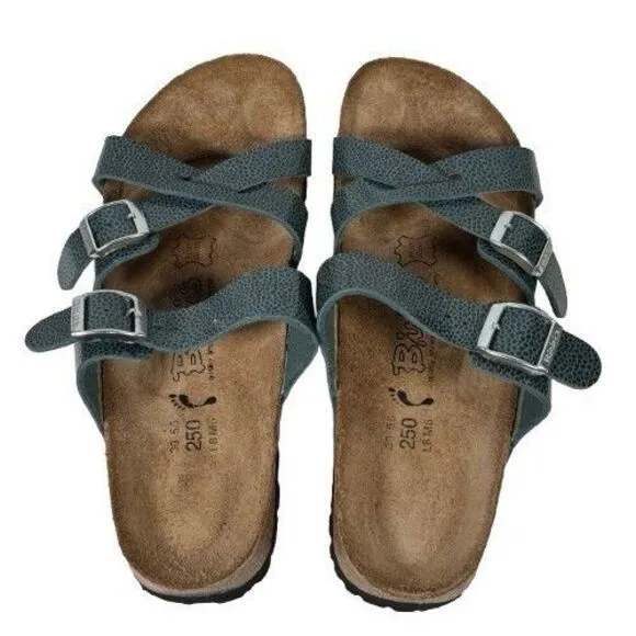Birkenstock Birki’s Nepal Cross Strap Sandals Pebbled Green Women's US 8 EU 39