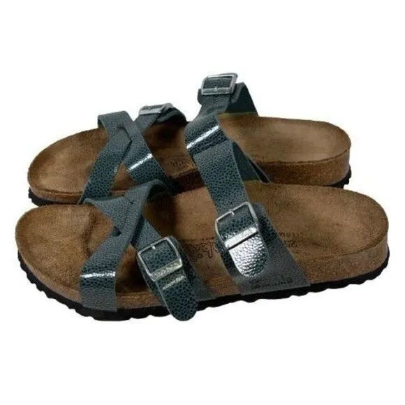 Birkenstock Birki’s Nepal Cross Strap Sandals Pebbled Green Women's US 8 EU 39