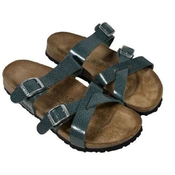 Birkenstock Birki’s Nepal Cross Strap Sandals Pebbled Green Women's US 8 EU 39