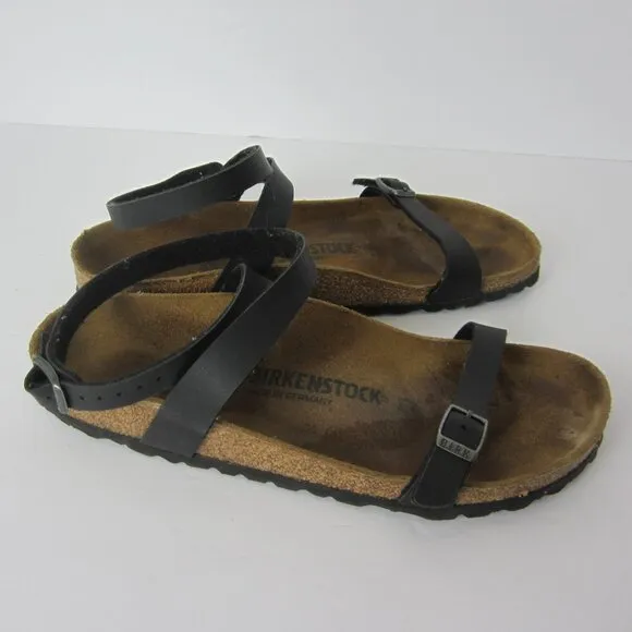Birkenstock Daloa Birkibuc Black Leather Ankle Strap Sandals Size 39 US 8