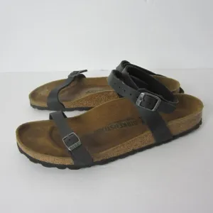 Birkenstock Daloa Birkibuc Black Leather Ankle Strap Sandals Size 39 US 8