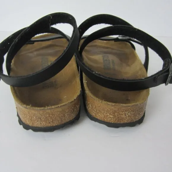 Birkenstock Daloa Birkibuc Black Leather Ankle Strap Sandals Size 39 US 8