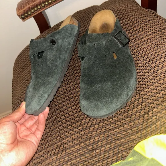 Birkenstock Dark Green Suede Sandals