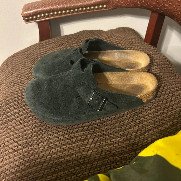 Birkenstock Dark Green Suede Sandals