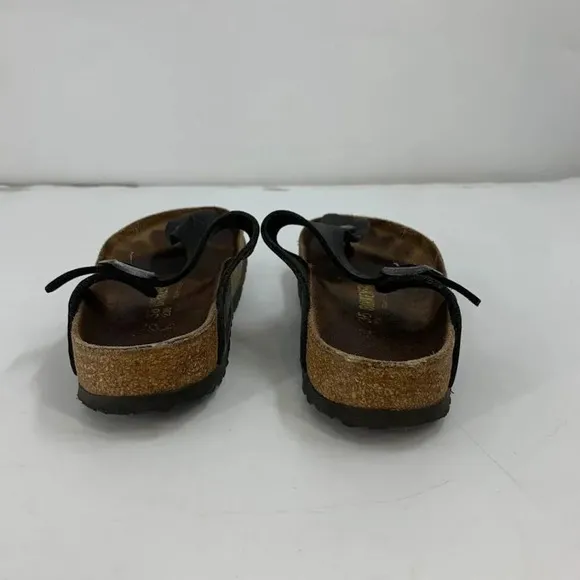 Birkenstock Gizeh Birko Flor Black Thong Adjustable Strap Sandals Size 5.5/36
