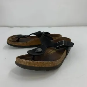 Birkenstock Gizeh Birko Flor Black Thong Adjustable Strap Sandals Size 5.5/36