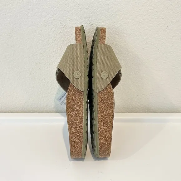 Birkenstock Madrid Big Buckle Sandals Vegan Textile Faded Khaki, 38 (L7), NWT