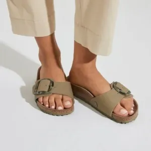Birkenstock Madrid Big Buckle Sandals Vegan Textile Faded Khaki, 38 (L7), NWT