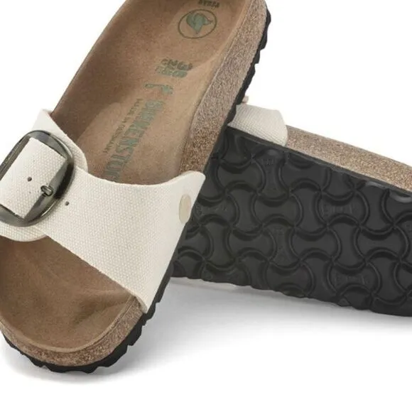 Birkenstock Madrid Big Buckle Sandals Vegan Textile Egg Shell  Narrow width