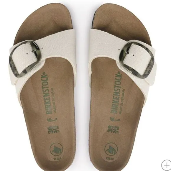 Birkenstock Madrid Big Buckle Sandals Vegan Textile Egg Shell  Narrow width